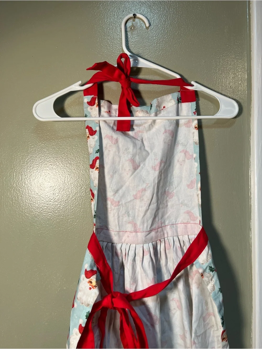 Mary SquareFestive Holiday Christmas Santa Claus Kitchen Apron Light Blue Cotton